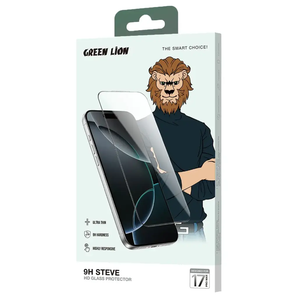 گلس شفاف استیو گرین لاین برای آیفون 17 پرومکس GREEN STEVE 9H