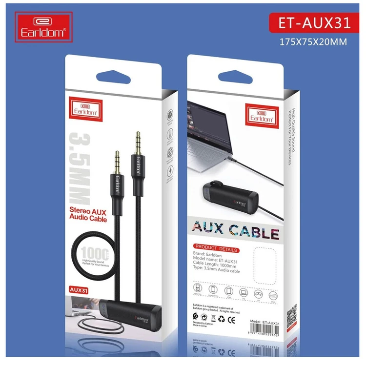کابل AUX ارلدام مدل ET-AUX31 طول 1 متر. ‏(اصلی)